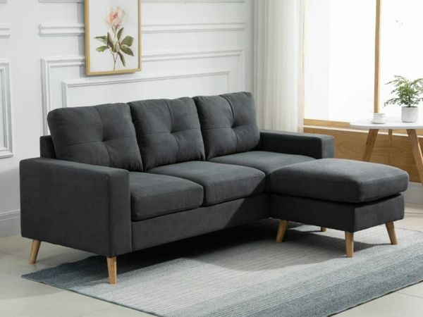 Polyester Upholstered 3 Seater L Shaped Sofa Grey for sale in Co