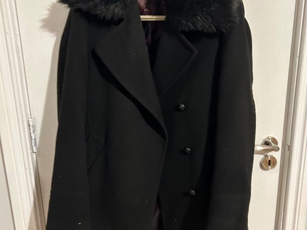 Gianni feraud premium removable faux 2024 fur collar cashmere blend military coat