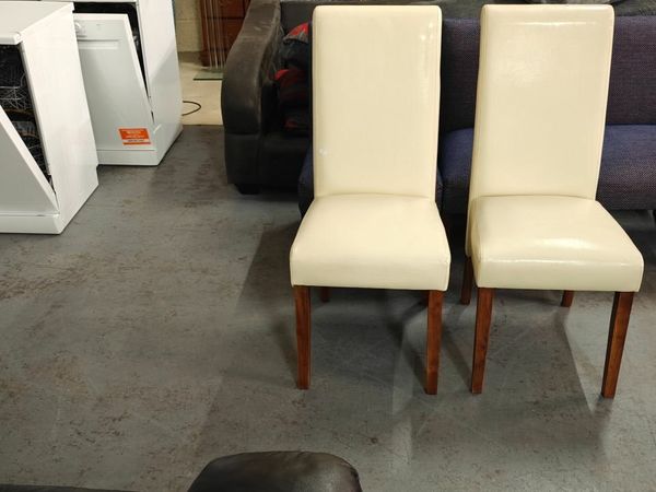 Cream leather dining chairs deals for sale