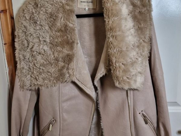 River island grey hot sale suede coat