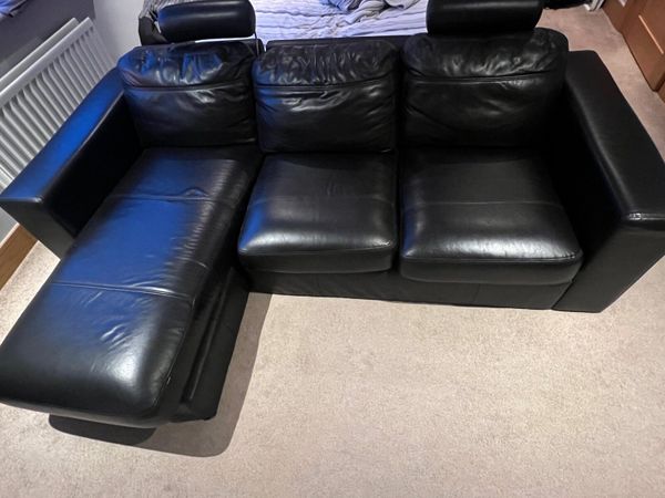 Leather 2 seater L shaped couch for sale in Co. Cork for 400 on