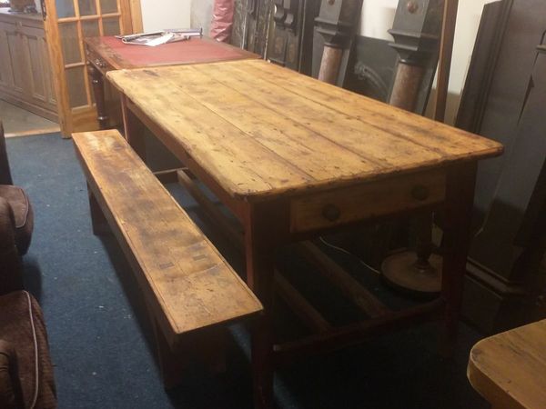 antique pine kitchen table and bench for sale in Co. Tipperary for