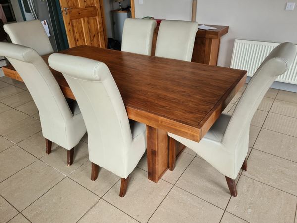 Oak veneer dining table deals and 6 chairs