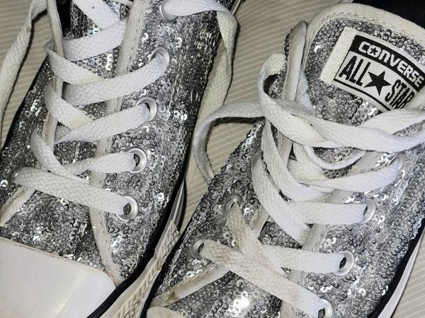 Silver sparkle outlet converse womens