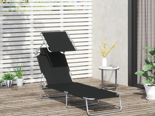 Adjustable Lounger Seat with Sun Shade Black for sale in Co