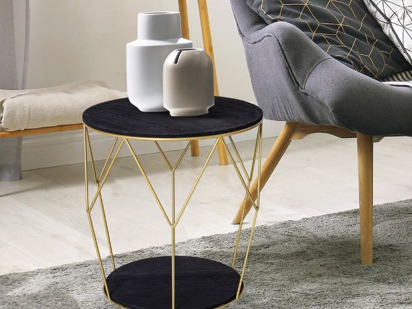 Black and gold coffee deals table round