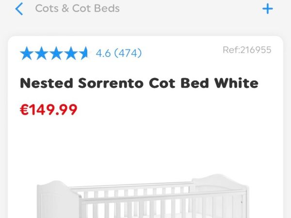 Nested sorrento cot bed 2024 white