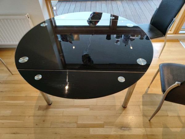 Black glass deals dining table only