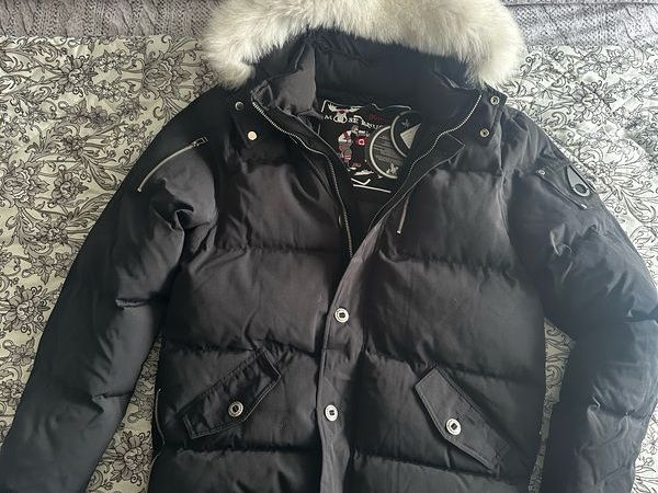 Moose Knuckle Black Winter Coat Designer XL Removable Hood for