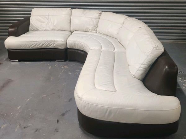 Dfs white on sale leather sofa