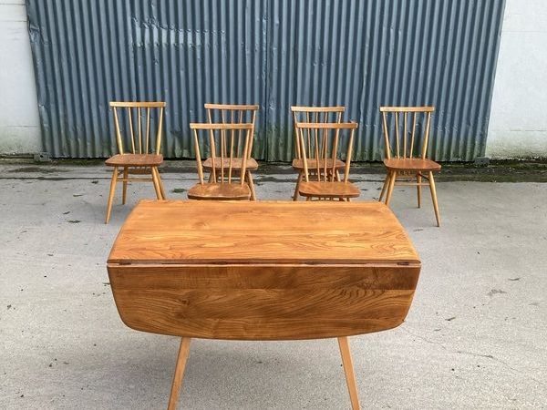 1960s Mid Century Ercol Dining Set Warehouse Showroom open