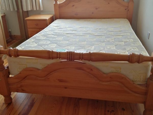 Pine double deals bed with mattress