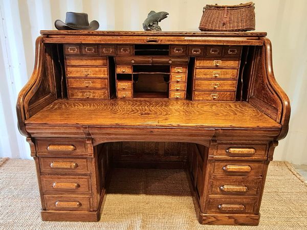 Old fashioned roll top shop desk