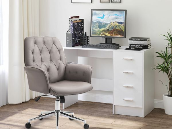 Swivel chair for desk deals no wheels