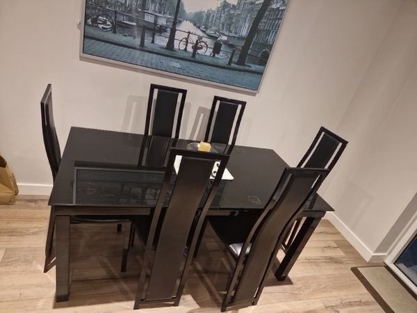 Harveys black glass extending dining deals table