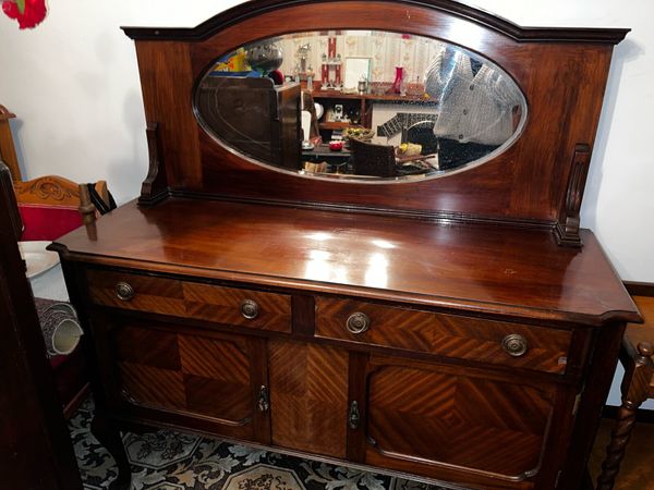 Antique sideboard buffet with deals mirror for sale