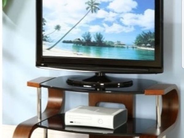 Black glass deals tv stand corner