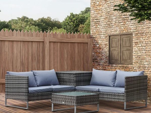 Anthracite rattan effect corner sofa hotsell