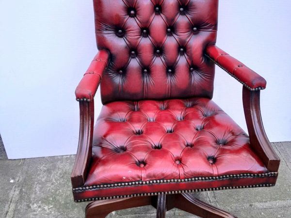 Red leather captains chair for sale in Co. Kilkenny for 275 on DoneDeal