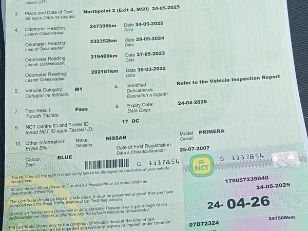 Nissan Primera Saloon, Petrol, 2007, Blue