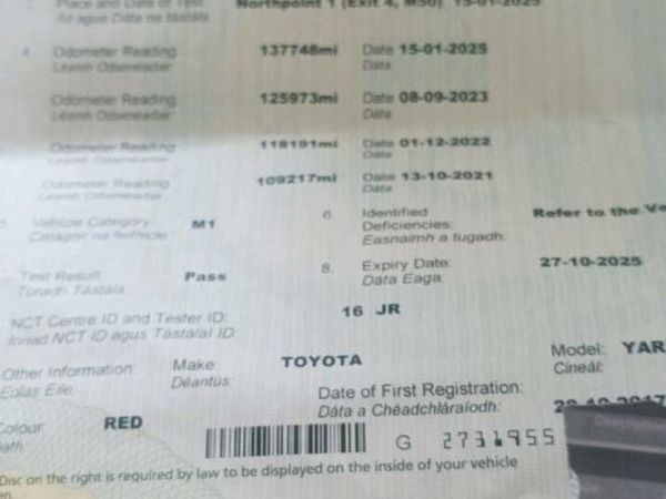 Toyota Yaris Hatchback, Petrol, 2007, Red