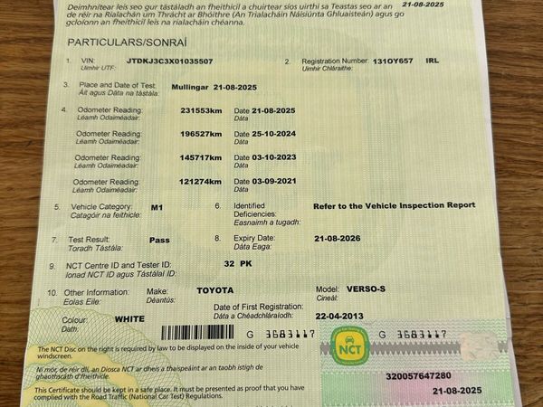 Toyota Verso-S MPV, Petrol, 2013, White