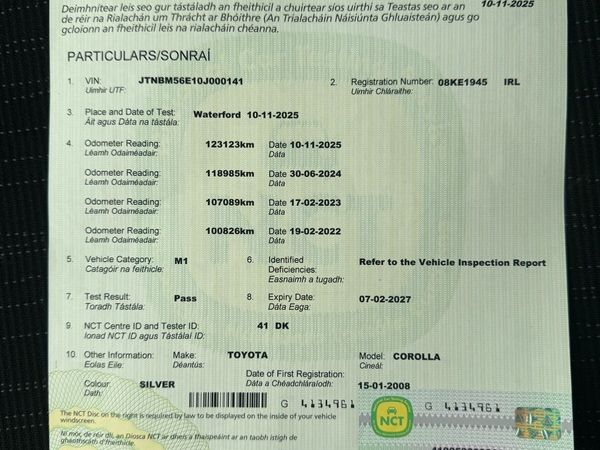 Toyota Corolla Saloon, Petrol, 2008, Silver