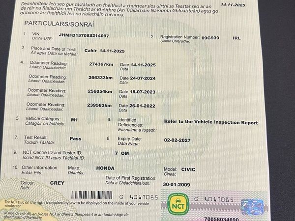 Honda Civic Saloon, Petrol, 2009, Grey