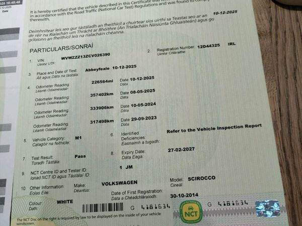 Volkswagen Scirocco Hatchback, Diesel, 2012, White