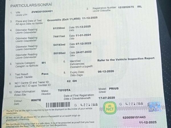 Toyota Prius Hatchback, Petrol Hybrid, 2015, White