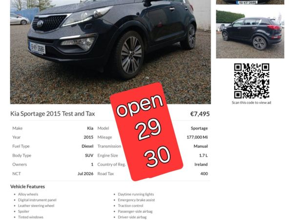 Kia Sportage SUV, Diesel, 2015, Black