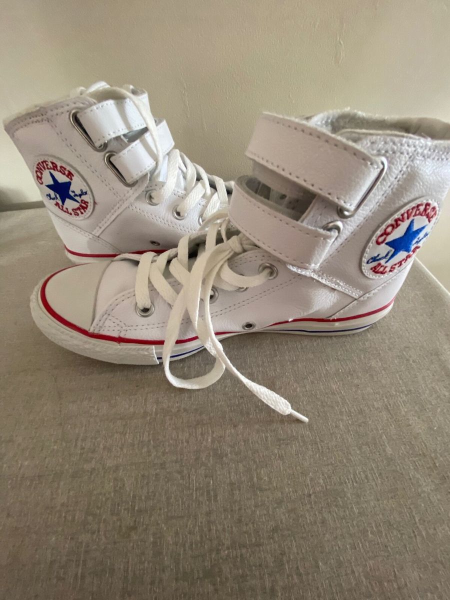 White leather converse velcro straps sale