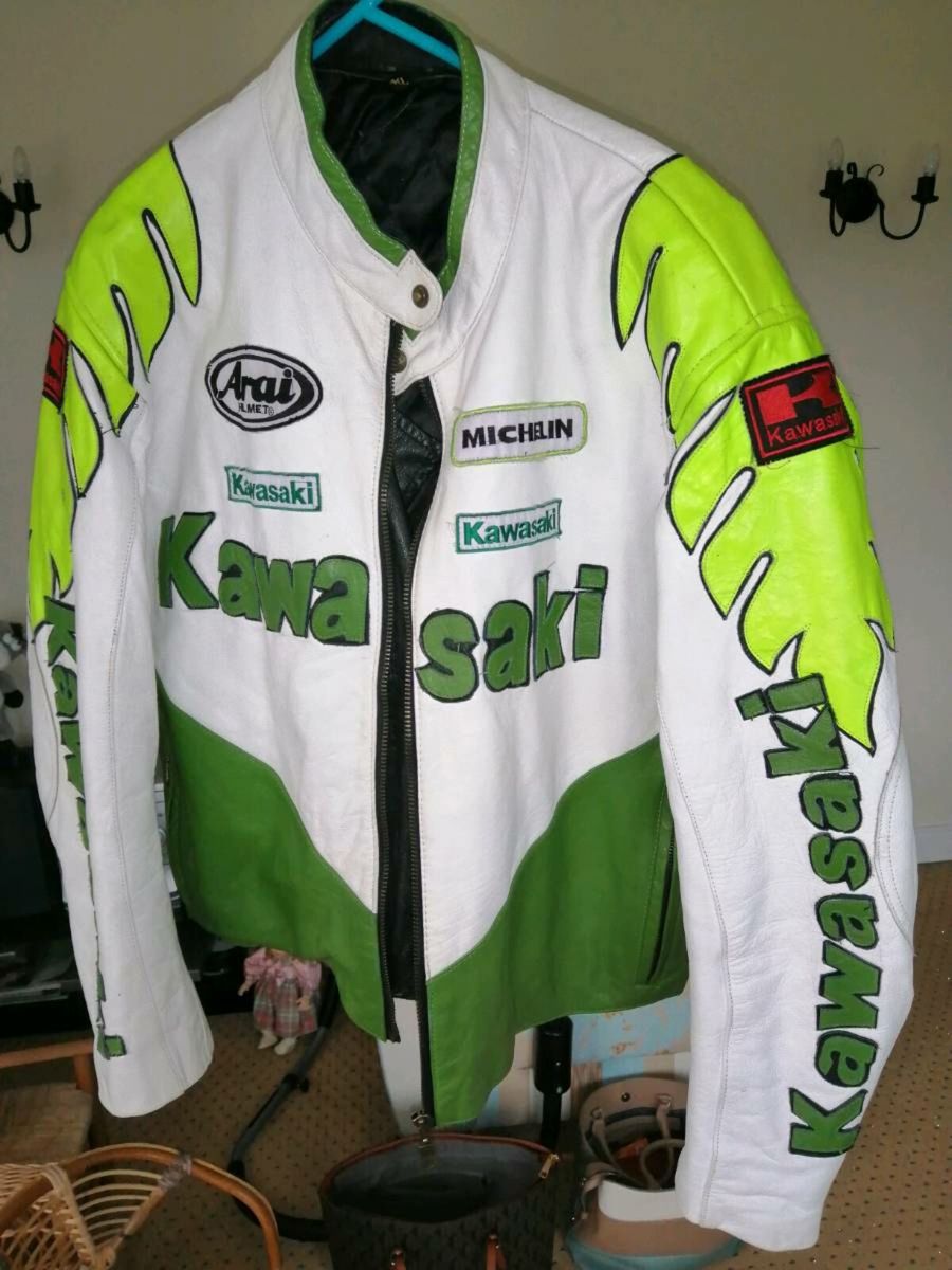 Kawasaki leather hot sale racing jacket