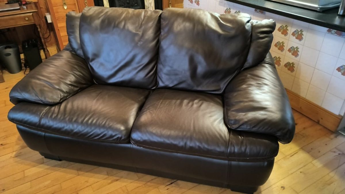 Italsofa Brown Leather 2 Seater Sofa