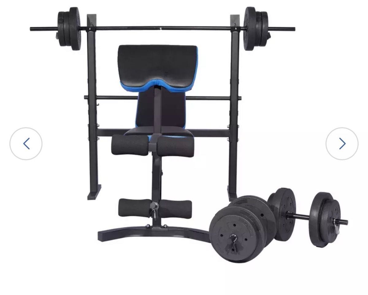 Men's health folding bench & preacher with best sale 50kg weights