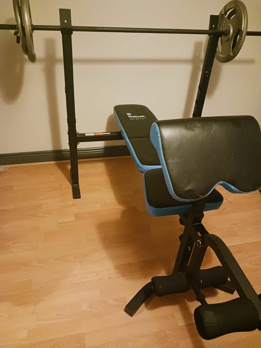 Men's health folding bench & preacher with 50kg weight sale