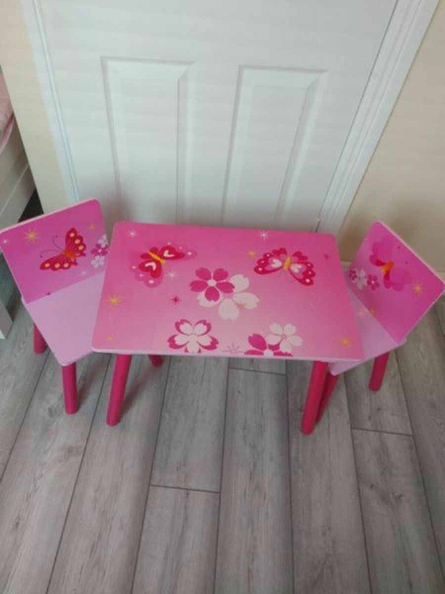 Elc table cheap and chairs pink