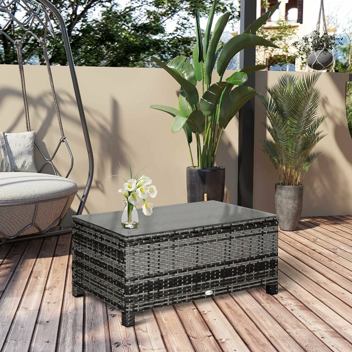 Rattan patio coffee deals table