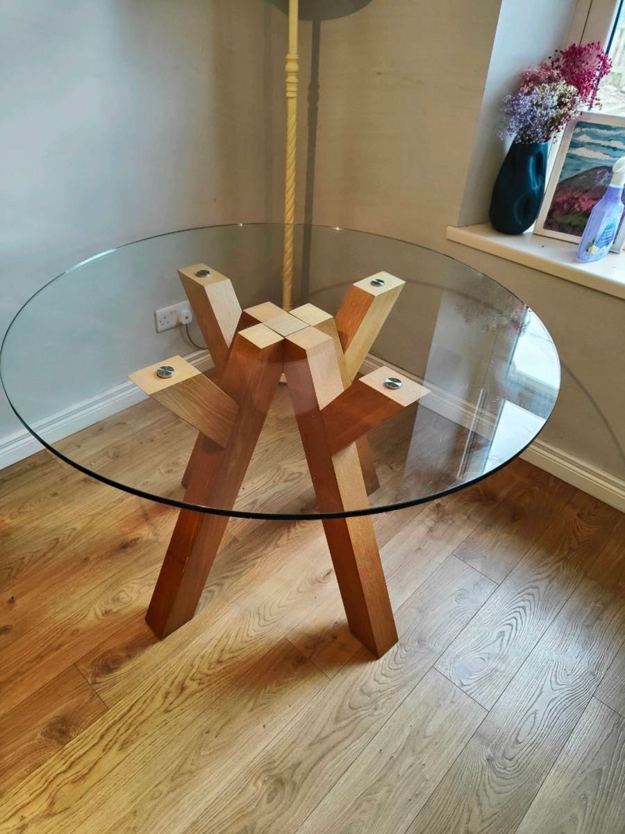 Round glass top tables deals for sale