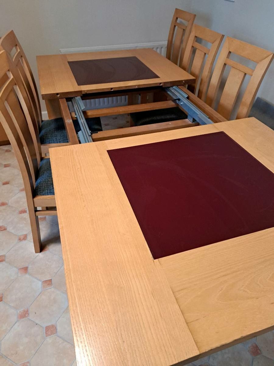 Solid red deals oak dining table