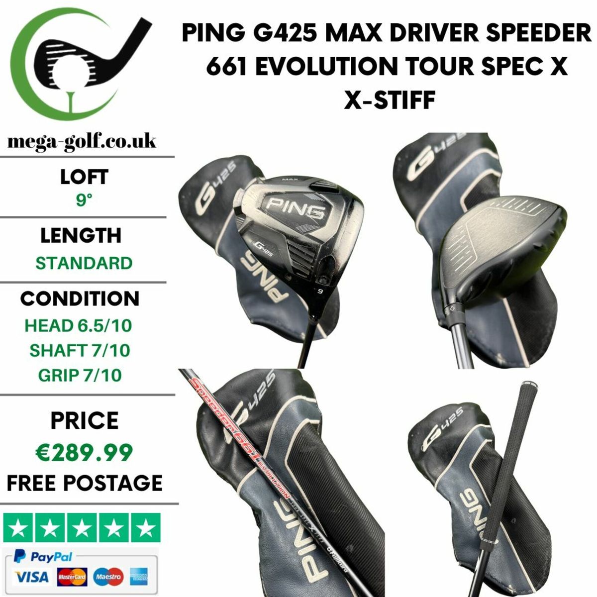 Ping G425 Max Driver / 9° / X-Stiff for sale in Co. Tyrone for