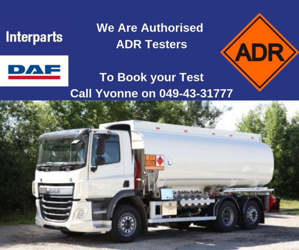Interparts are Authorised Testers for ADR Tankers