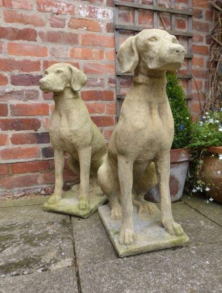 PAIR OF STONE DOGS