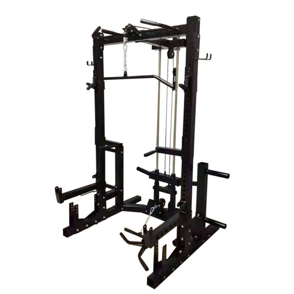 Commercial Half Rack With Lat Pulldown - Low Row