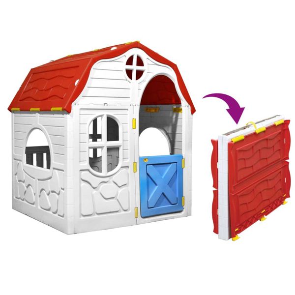 Kids Foldable Playhouse with Working Door and Wind