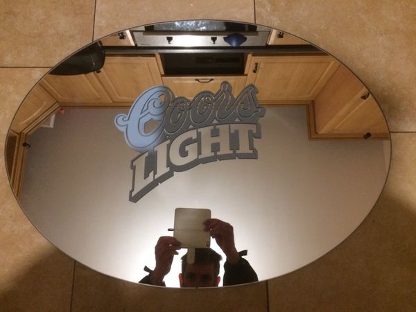 Coors light beer oval shaped mirror