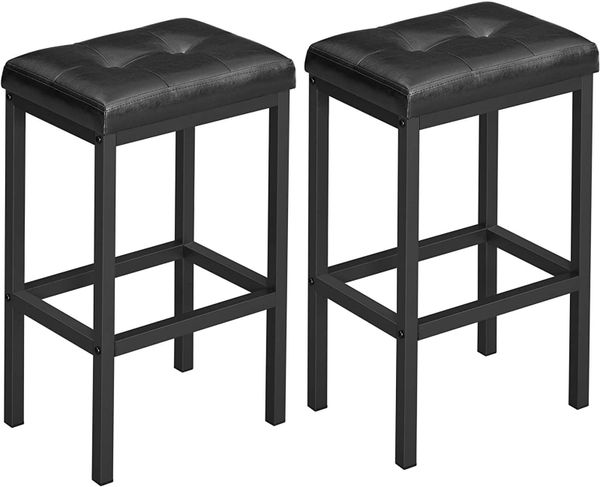 Set Of 2 Bar Stools 40 X 30 62 Cm, Square Backless Bar Stool Covers