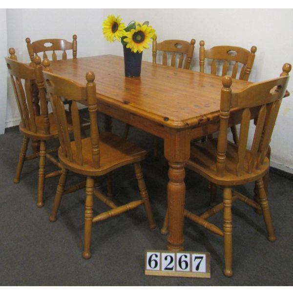 Large Table And 6 Chairs 6267 For, Oregon Pine Dining Room Table And Chairs Set Of 6