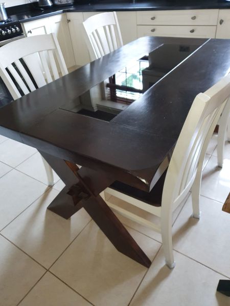 Solid Wood Dining Table With Six Chairs, Solid Wood Dining Table And Six Chairs