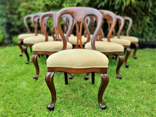 Set of 10 Victorian Balloon Back Chair